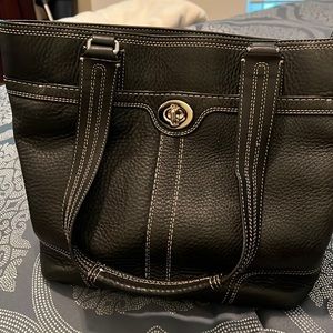 Coach black leather handbag